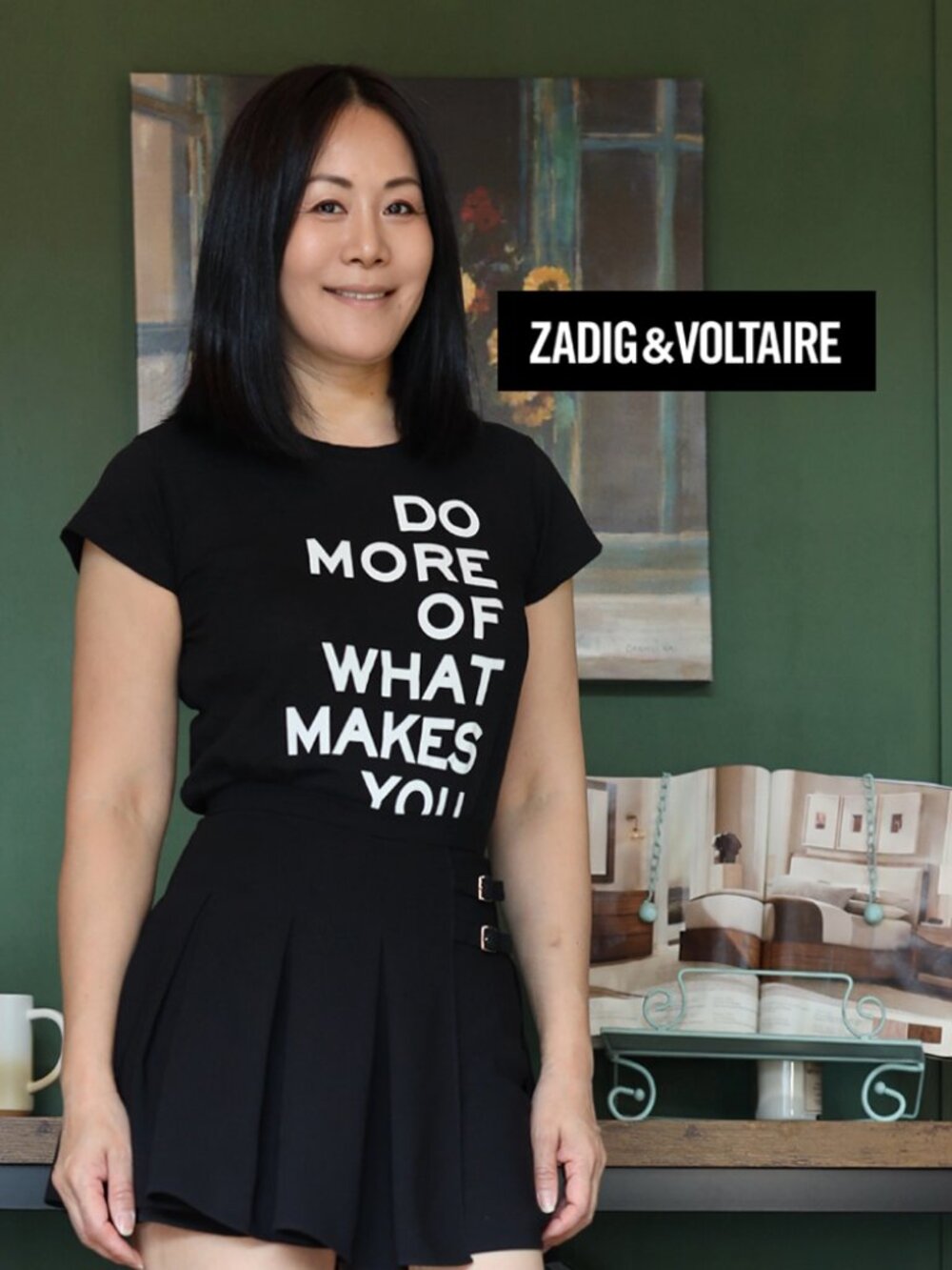 Skinny Happy T-shirt: black